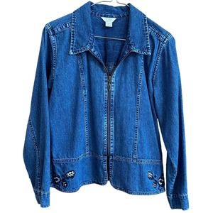 EUC, Christopher & Banks Women's Size Small Long Sleeve Jean Jacket with Stretch
